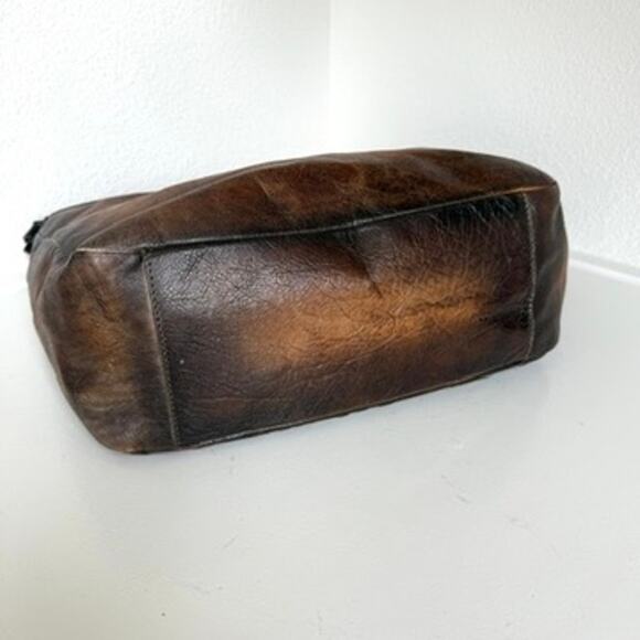 Civico93 Tooled Leather Shoulder Bag Brown Made in Italy Boho Western Tote - Picture 6 of 9
